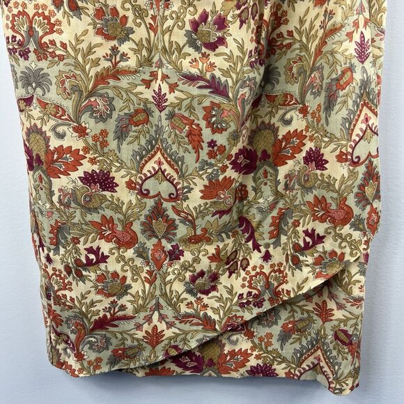 Talbots Vintage Tan Orange Floral Wrap Long Skirt Size 2 Wool - Picture 5 of 16